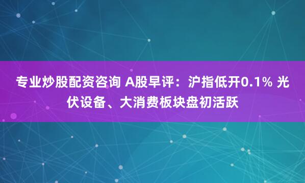 专业炒股配资咨询 A股早评：沪指低开0.1% 光伏设备、大消费板块盘初活跃