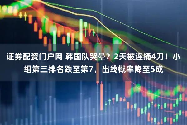 证券配资门户网 韩国队哭晕？2天被连捅4刀！小组第三排名跌至第7，出线概率降至5成